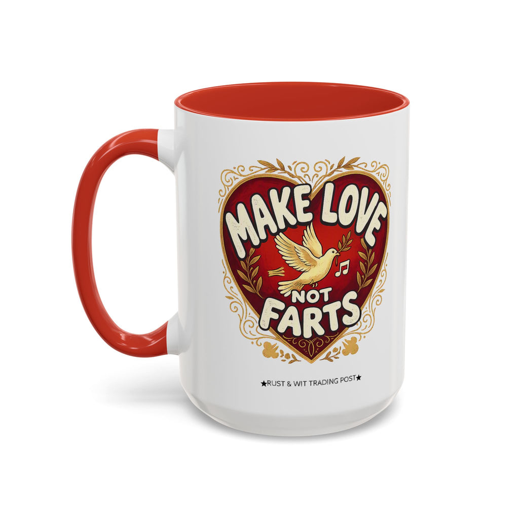 Make Love Not Farts — Funny Retro Heart Graphic Coffee Mug (11oz & 15oz)