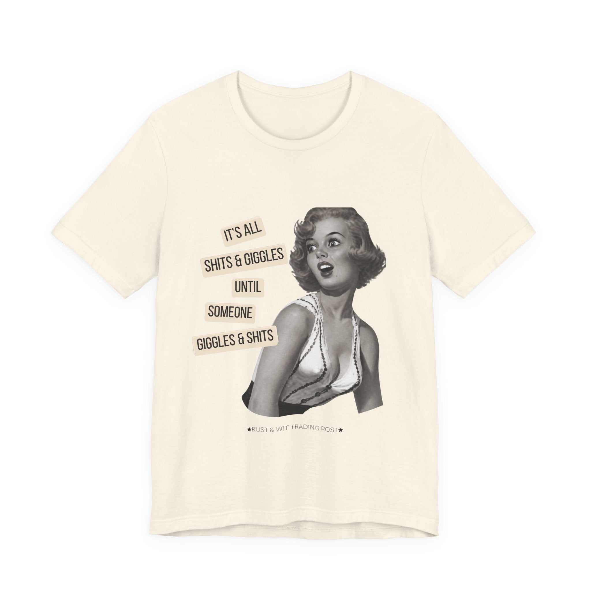 Graphic Tee — Retro Pin-Up 'It's All Shits & Giggles' Funny Vintage Shirt