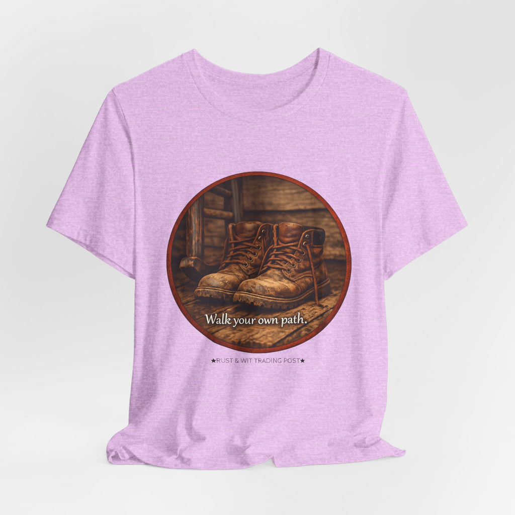 Vintage Boots Graphic Tee — "Walk Your Own Path" Inspirational T‑Shirt