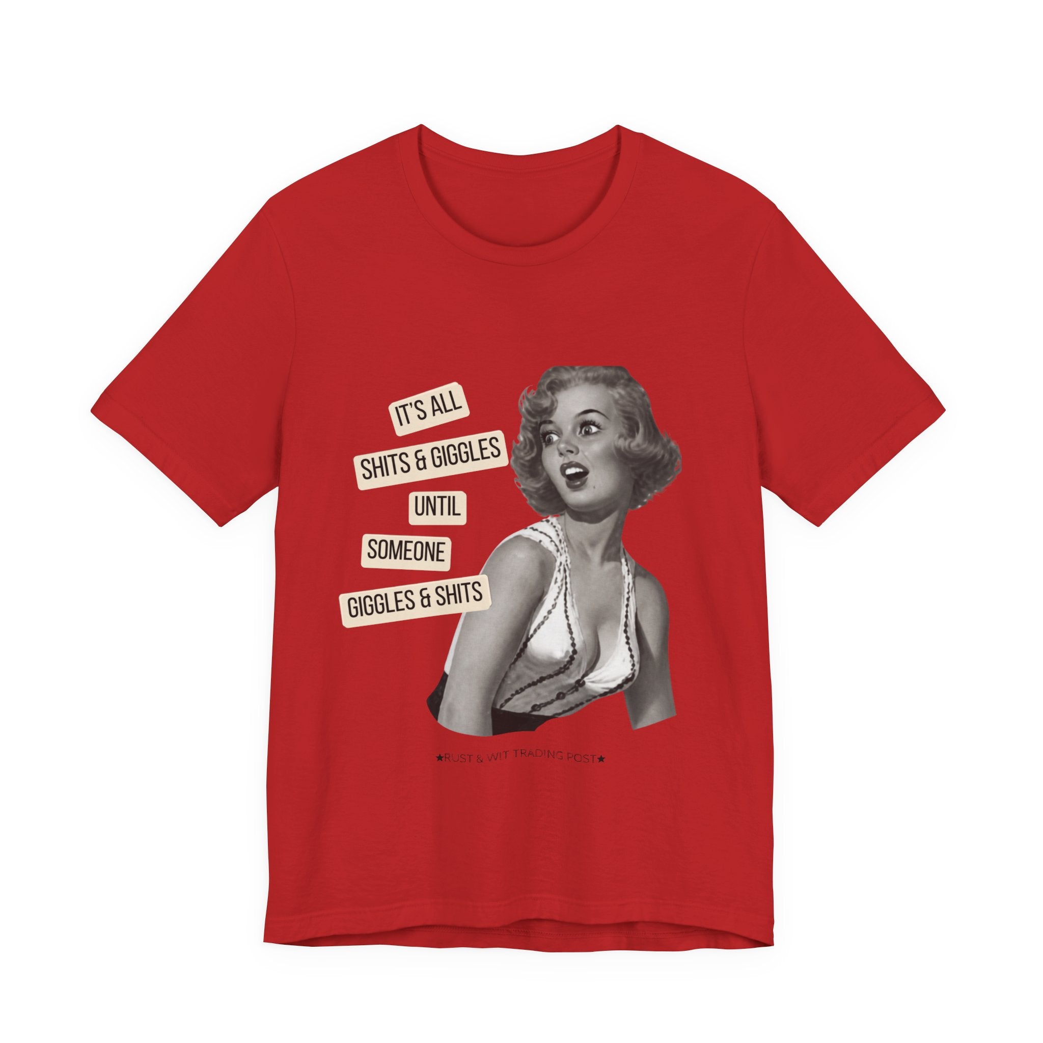 Graphic Tee — Retro Pin-Up 'It's All Shits & Giggles' Funny Vintage Shirt