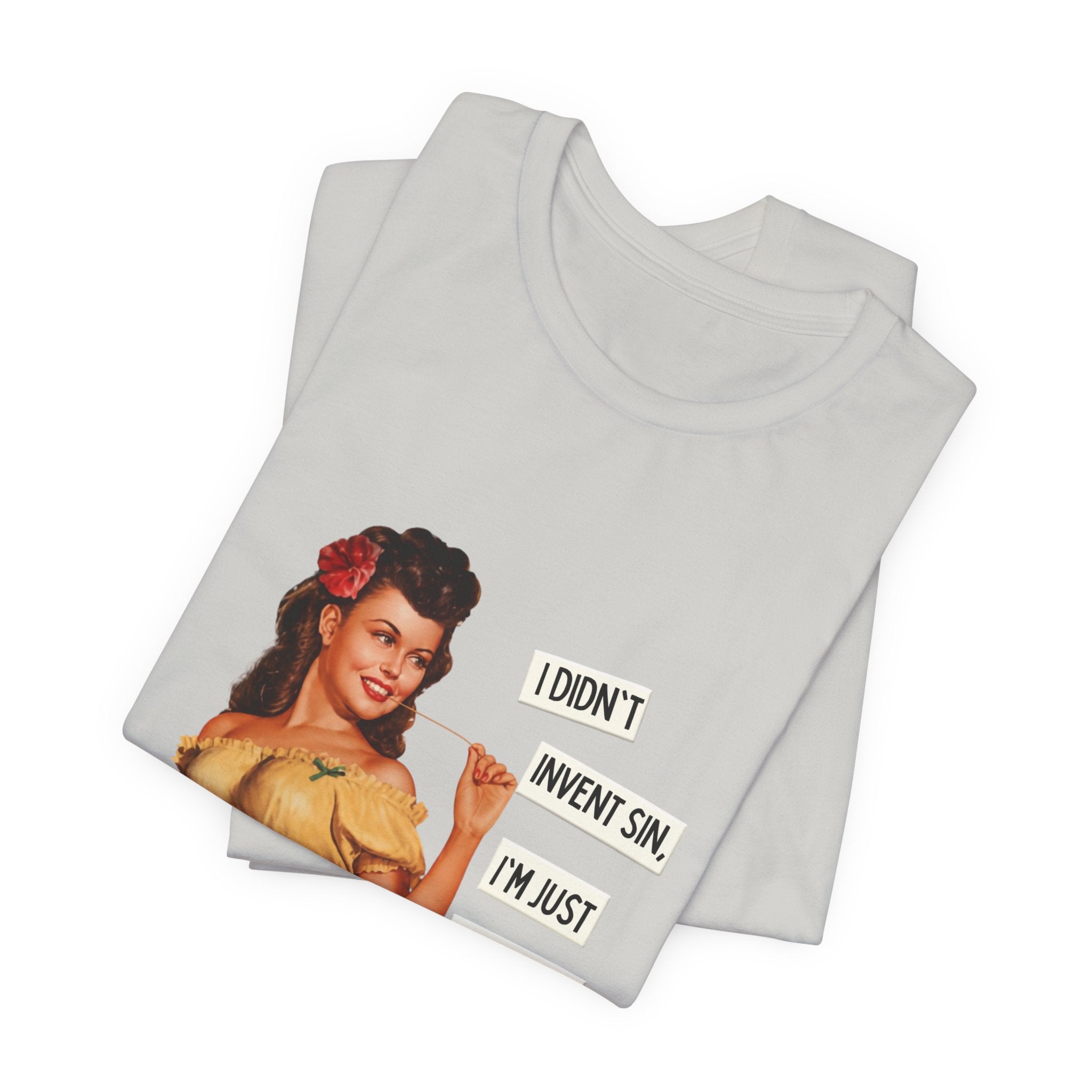 Vintage Pinup T‑Shirt — "I Didn't Invent Sin, I'm Just Trying to Perfect It"