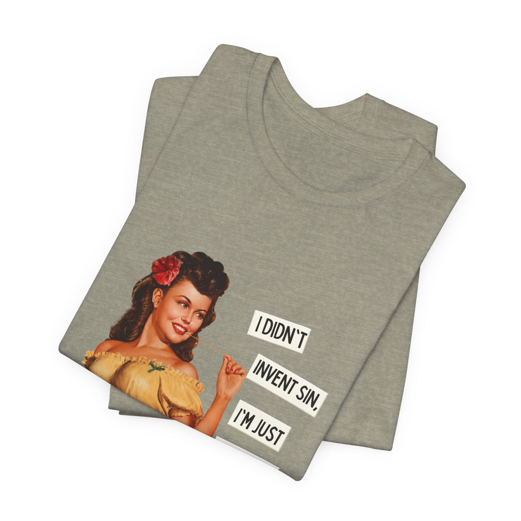 Vintage Pinup T‑Shirt — "I Didn't Invent Sin, I'm Just Trying to Perfect It"