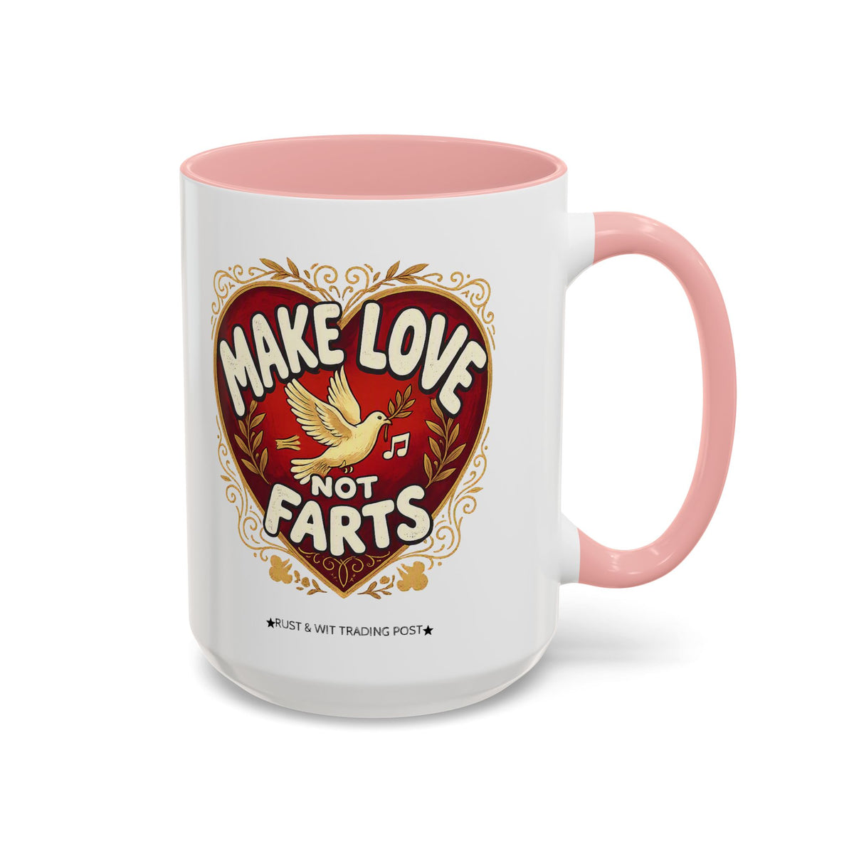 Make Love Not Farts — Funny Retro Heart Graphic Coffee Mug (11oz & 15oz)