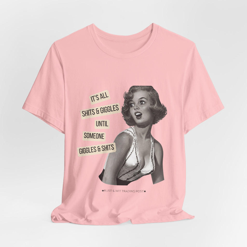 Graphic Tee — Retro Pin-Up 'It's All Shits & Giggles' Funny Vintage Shirt