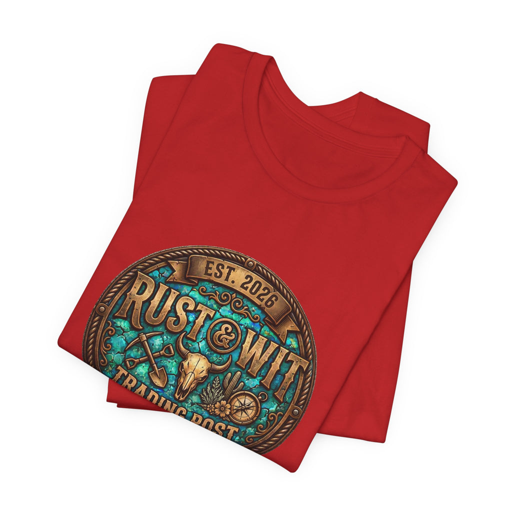 Rust & Wit Trading Post Graphic Tee — Vintage Western Badge T‑Shirt