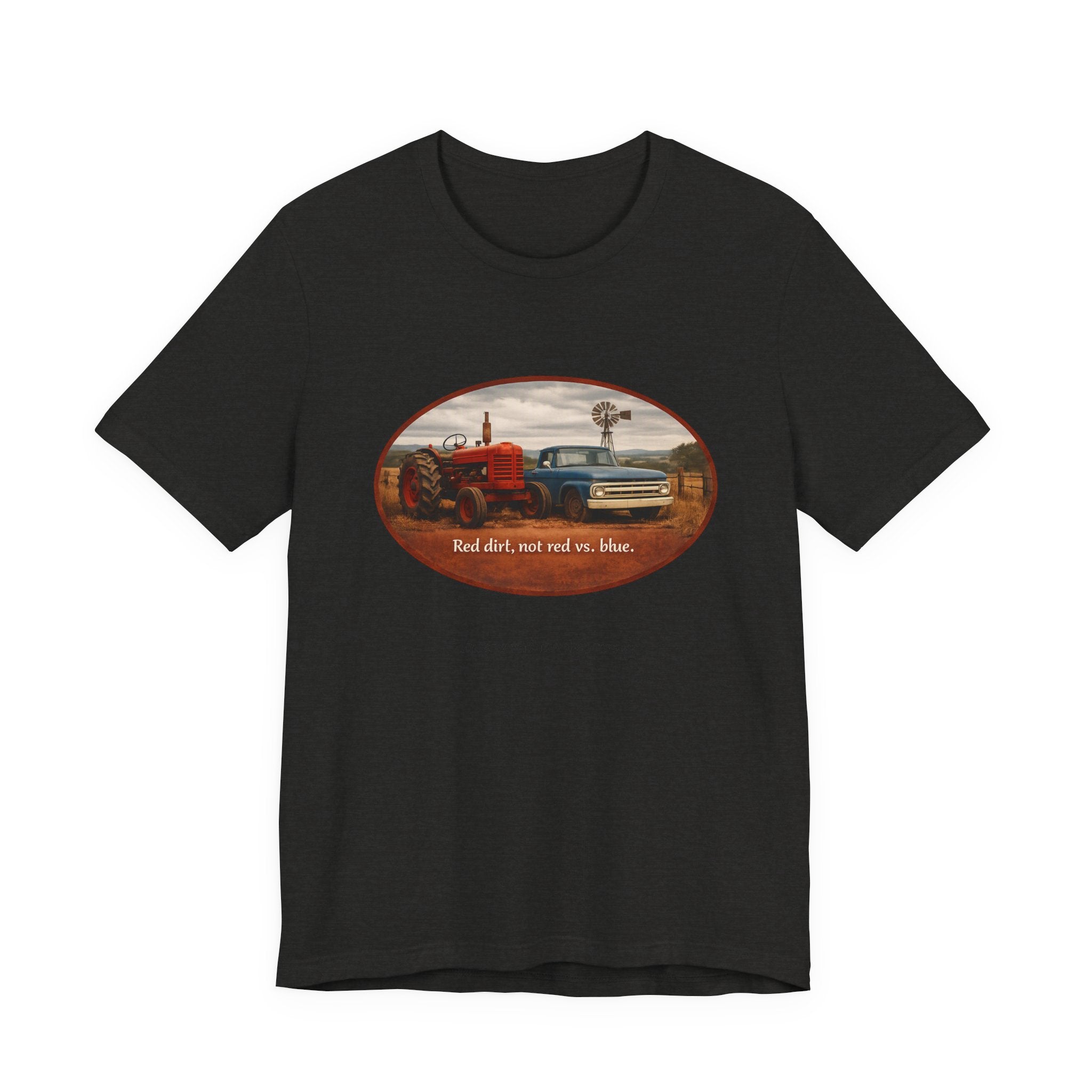 Vintage Farm Trucks Tee — "Red dirt, not red vs. blue."